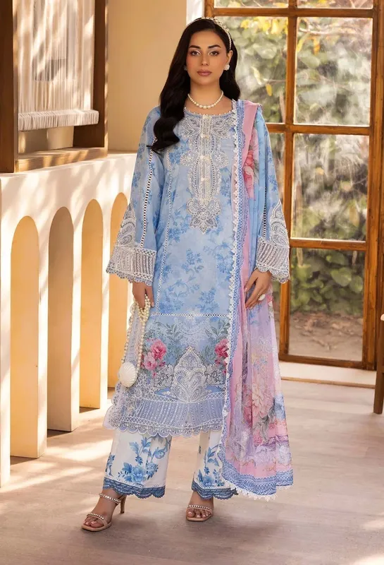 Adans Libas Chantelle Print Lawn Light Blue Chiffon – view 1 – Poshaq