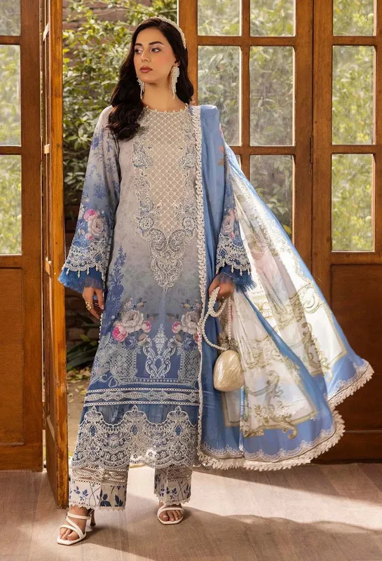 Adans Libas Chantelle Print Lawn Blue Chiffon – view 1 – Poshaq
