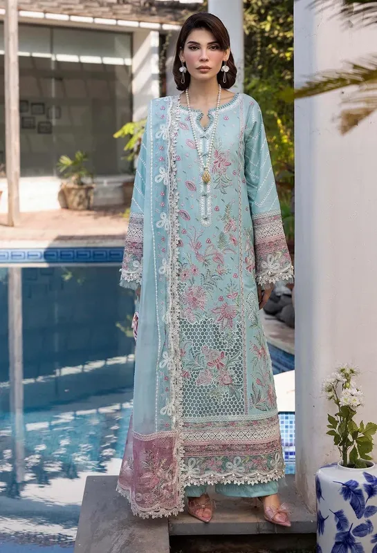 Adans Libas Summers Dream 25 Sky Blue Organza – view 1 – Poshaq