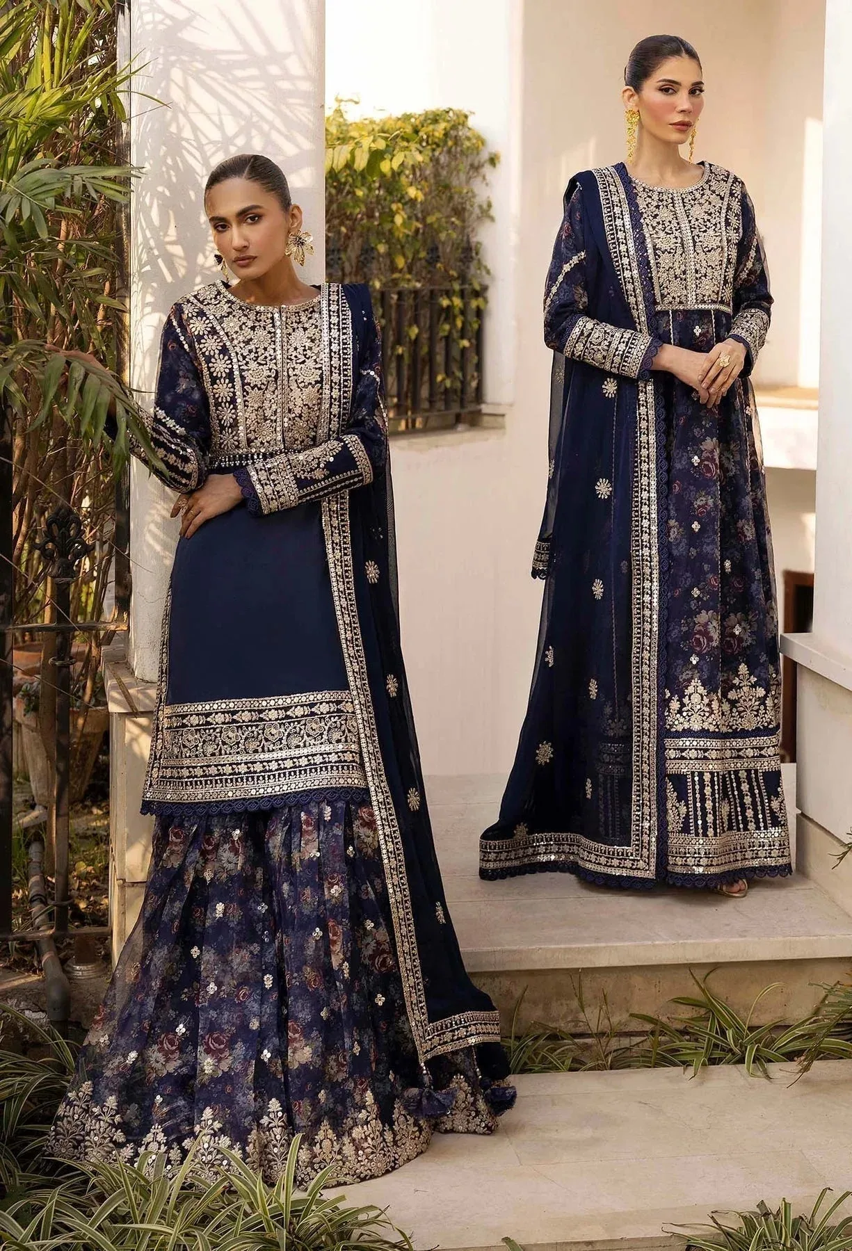Adans Libas Summers Dream 25 Navy Blue Organza – view 1 – Poshaq