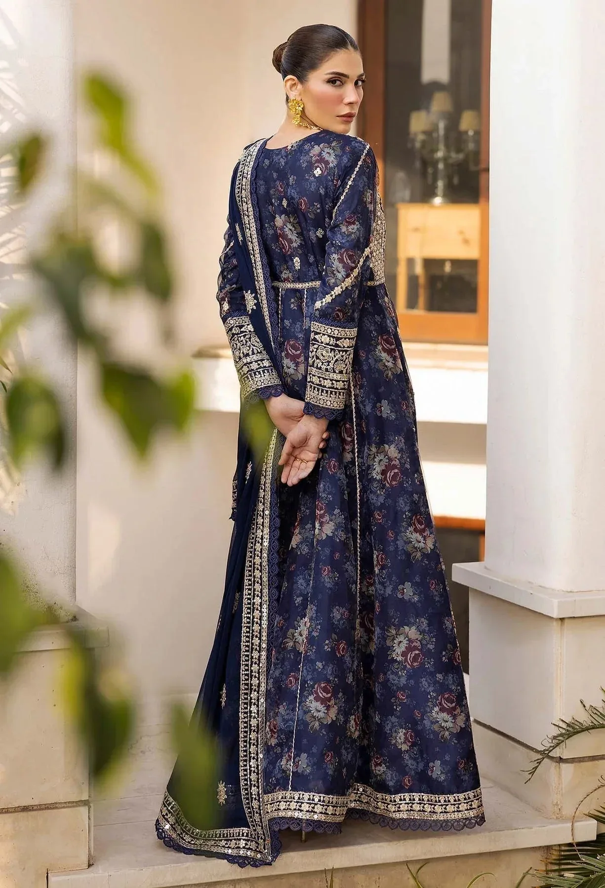 Adans Libas Summers Dream 25 Navy Blue Organza – view 2 – Poshaq