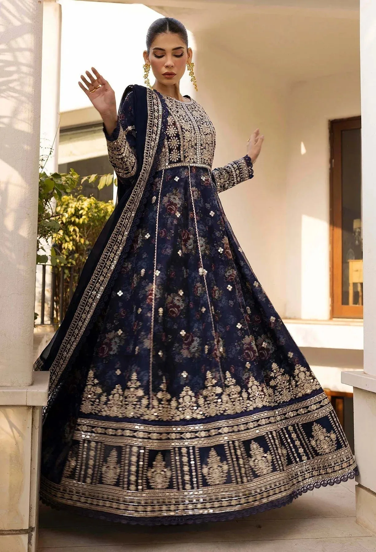 Adans Libas Summers Dream 25 Navy Blue Organza – view 4 – Poshaq