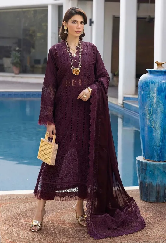 Adans Libas Summers Dream 25 Burgundy Chiffon – view 1 – Poshaq