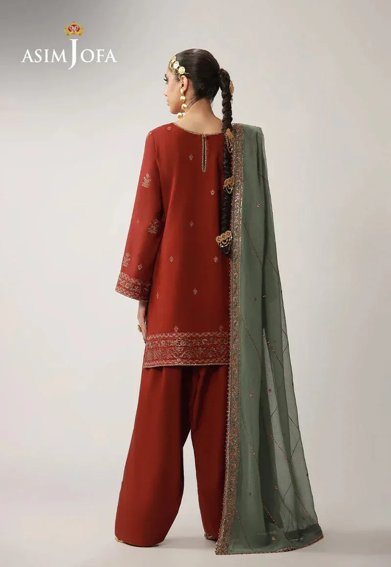 Asim Jofa Layaan Festive Collection Peach Chiffon – view 2 – Poshaq