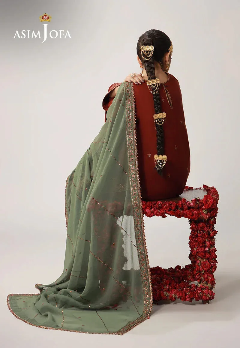 Asim Jofa Layaan Festive Collection Peach Chiffon – view 5 – Poshaq