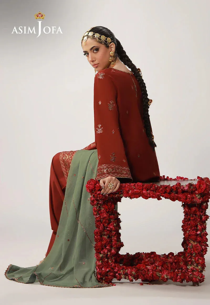 Asim Jofa Layaan Festive Collection Peach Chiffon – view 6 – Poshaq