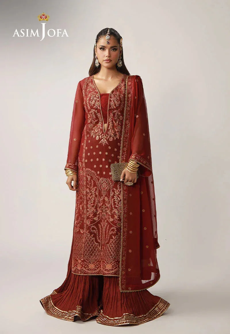 Asim Jofa Layaan Festive Collection Maroon – view 1 – Poshaq