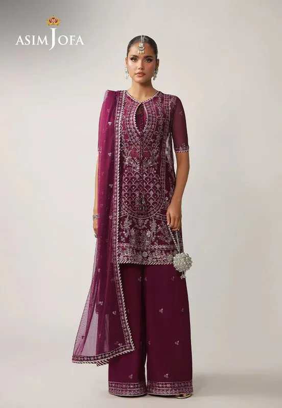 Asim Jofa Layaan Festive Collection Magenta – view 1 – Poshaq