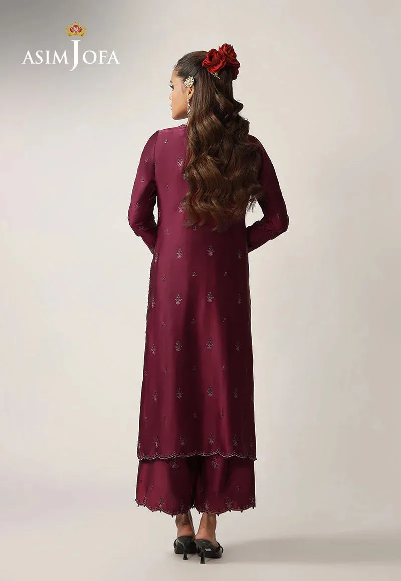 Asim Jofa Layaan Festive Collection Maroon Silk – view 2 – Poshaq