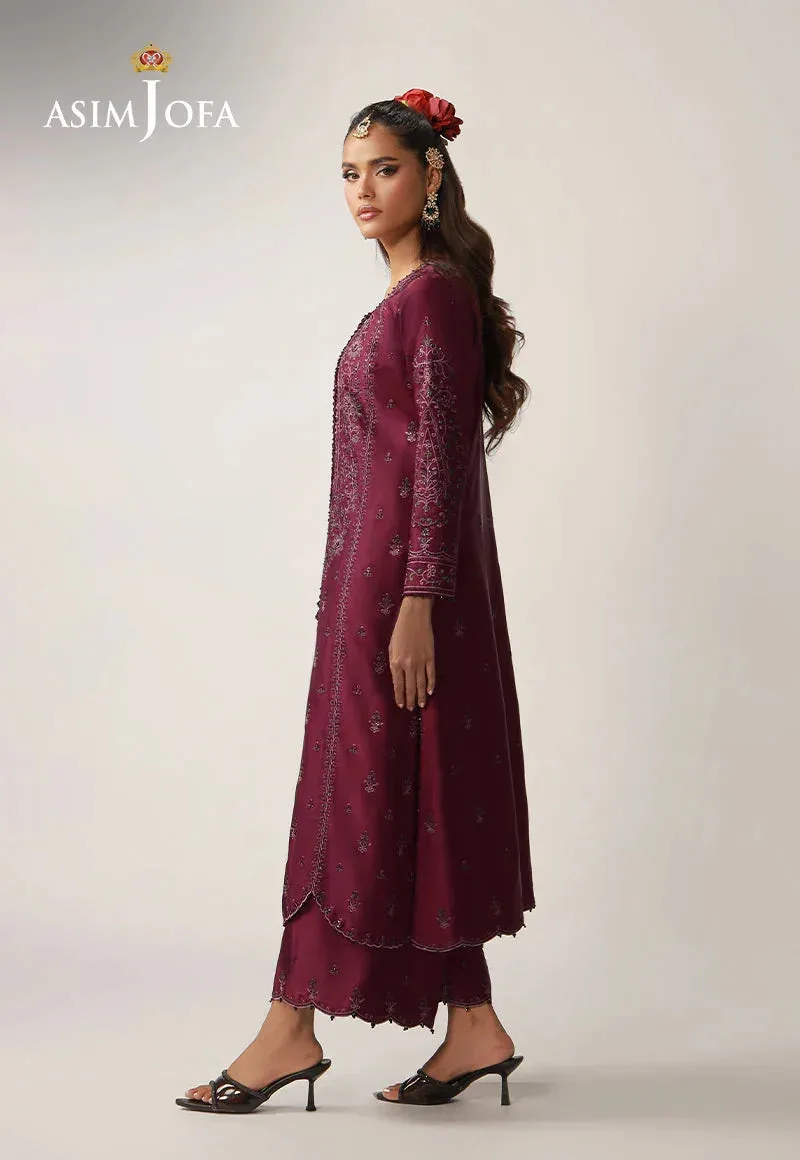 Asim Jofa Layaan Festive Collection Maroon Silk – view 4 – Poshaq