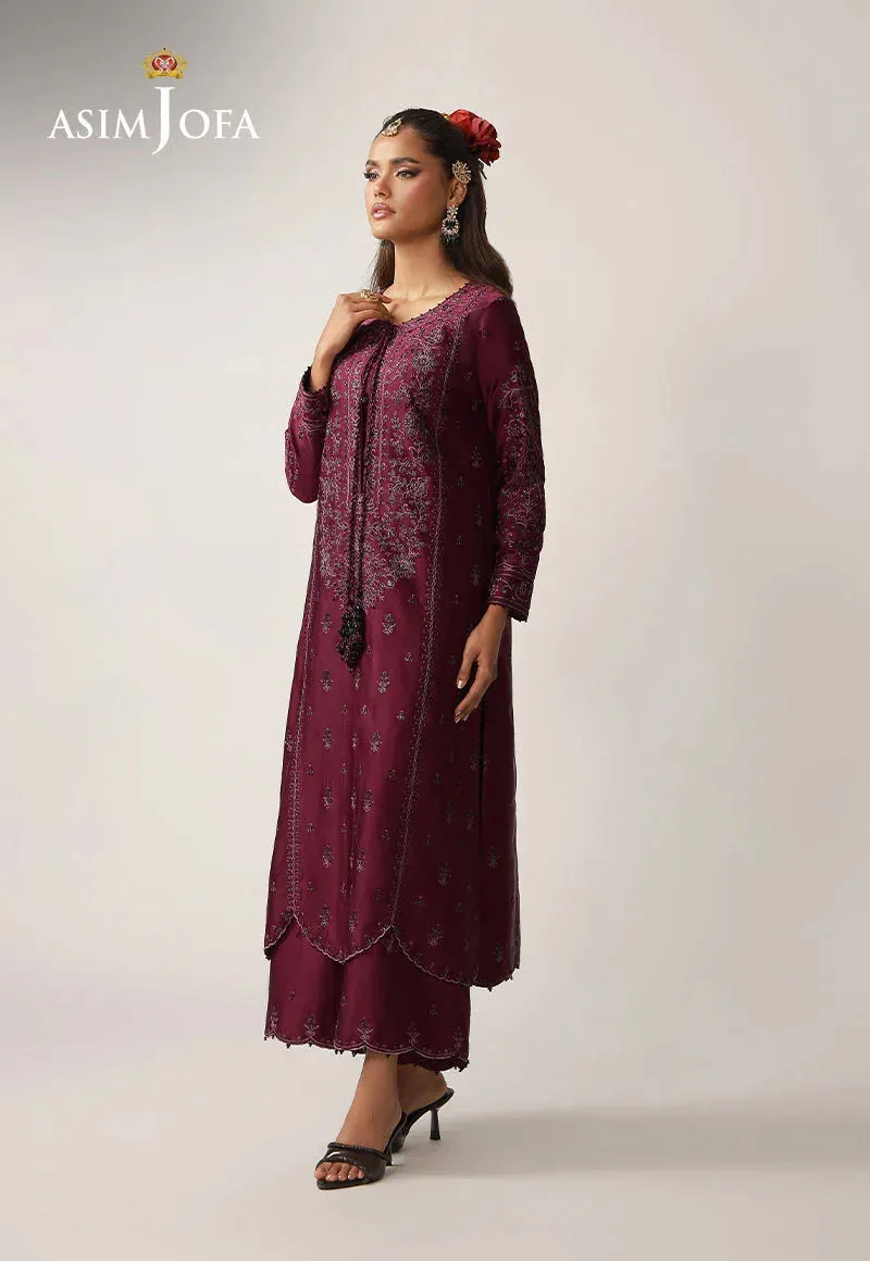 Asim Jofa Layaan Festive Collection Maroon Silk – view 5 – Poshaq