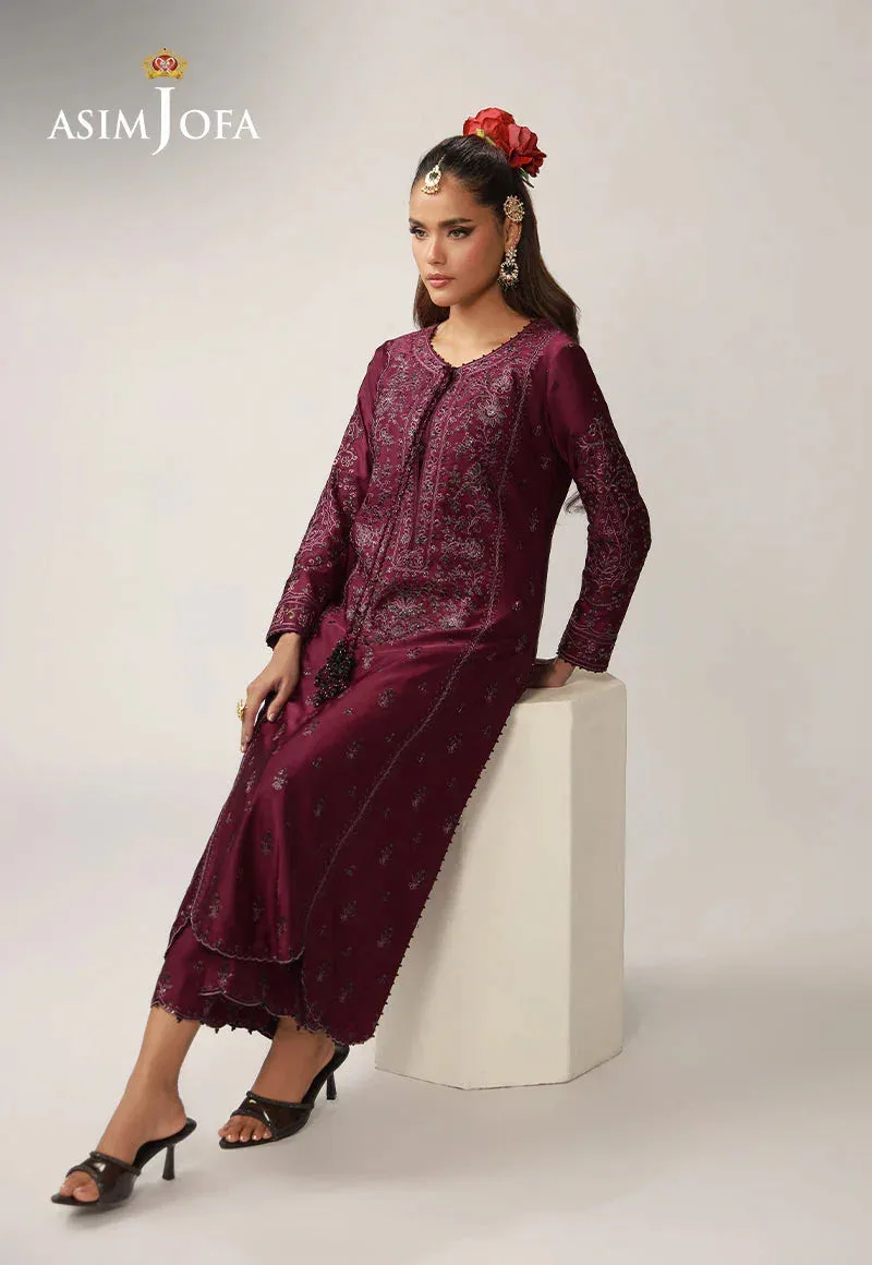Asim Jofa Layaan Festive Collection Maroon Silk – view 6 – Poshaq