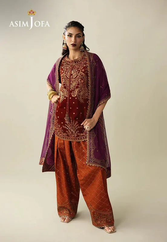 Asim Jofa Makhmal Velvet 25 Magenta Velvet – view 1 – Poshaq