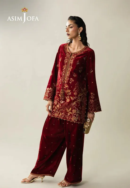Asim Jofa Makhmal Velvet 25 Mustard Velvet – view 1 – Poshaq