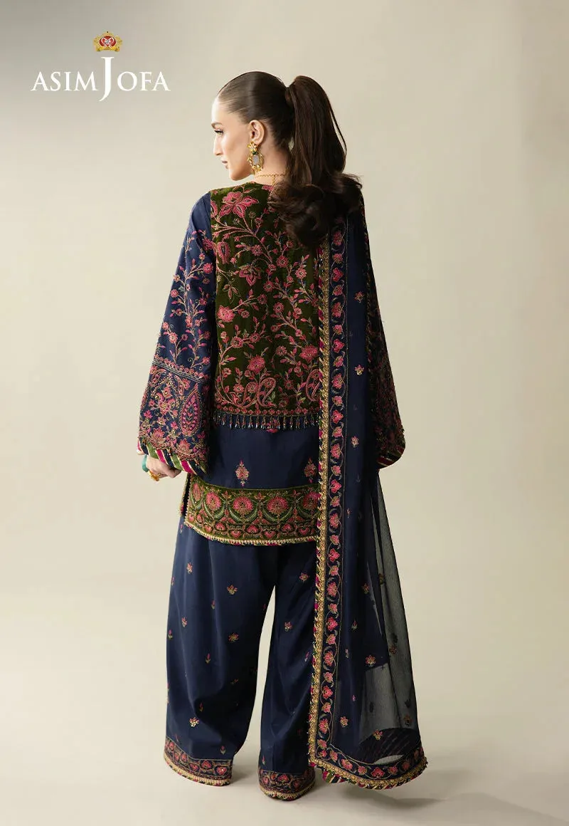 Asim Jofa Makhmal Velvet 25 Green Raw Silk – view 2 – Poshaq