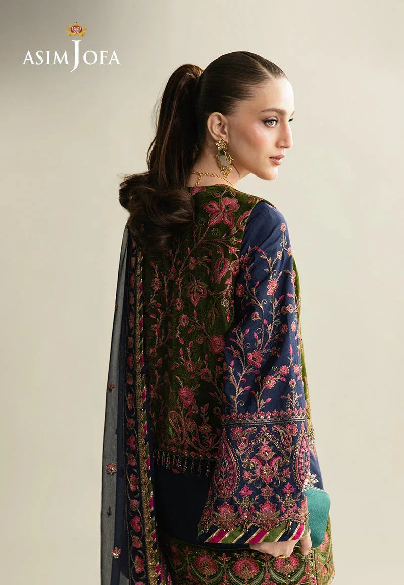 Asim Jofa Makhmal Velvet 25 Green Raw Silk – view 3 – Poshaq