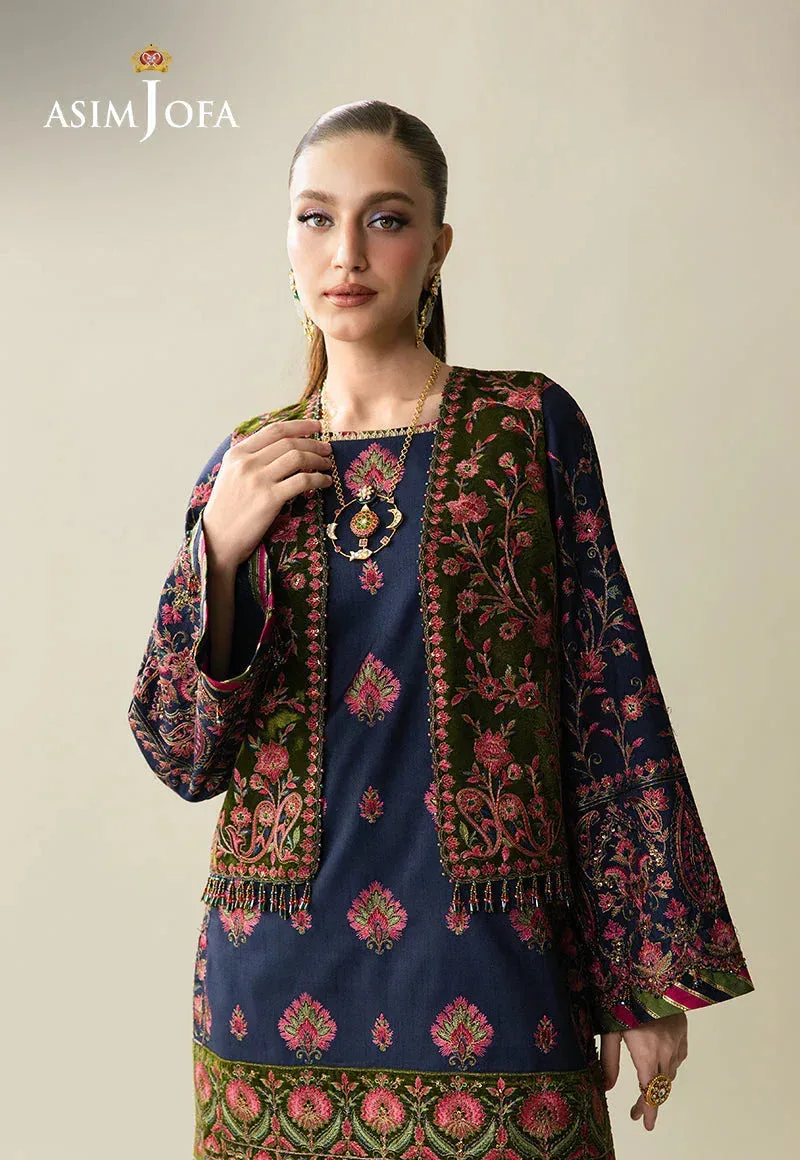 Asim Jofa Makhmal Velvet 25 Green Raw Silk – view 5 – Poshaq