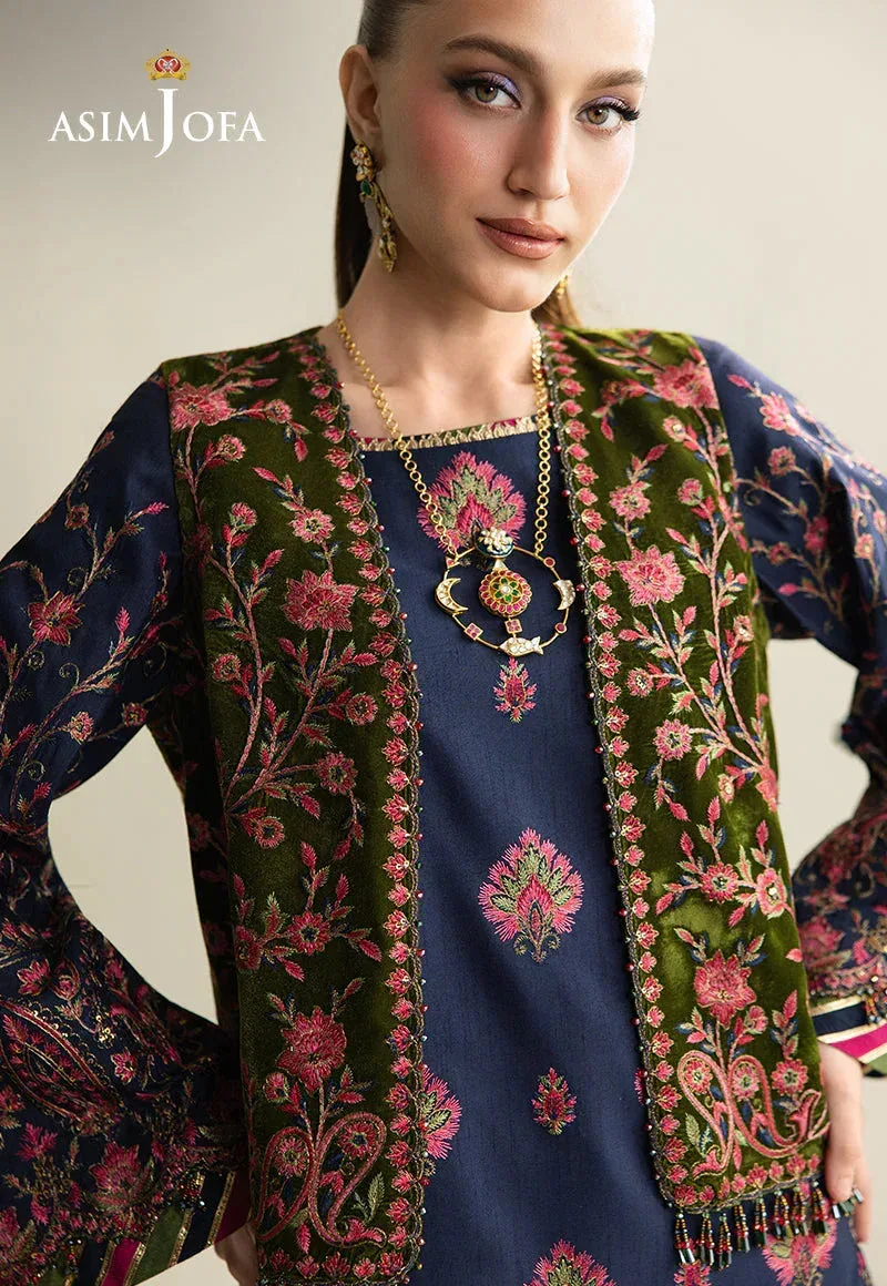 Asim Jofa Makhmal Velvet 25 Green Raw Silk – view 7 – Poshaq