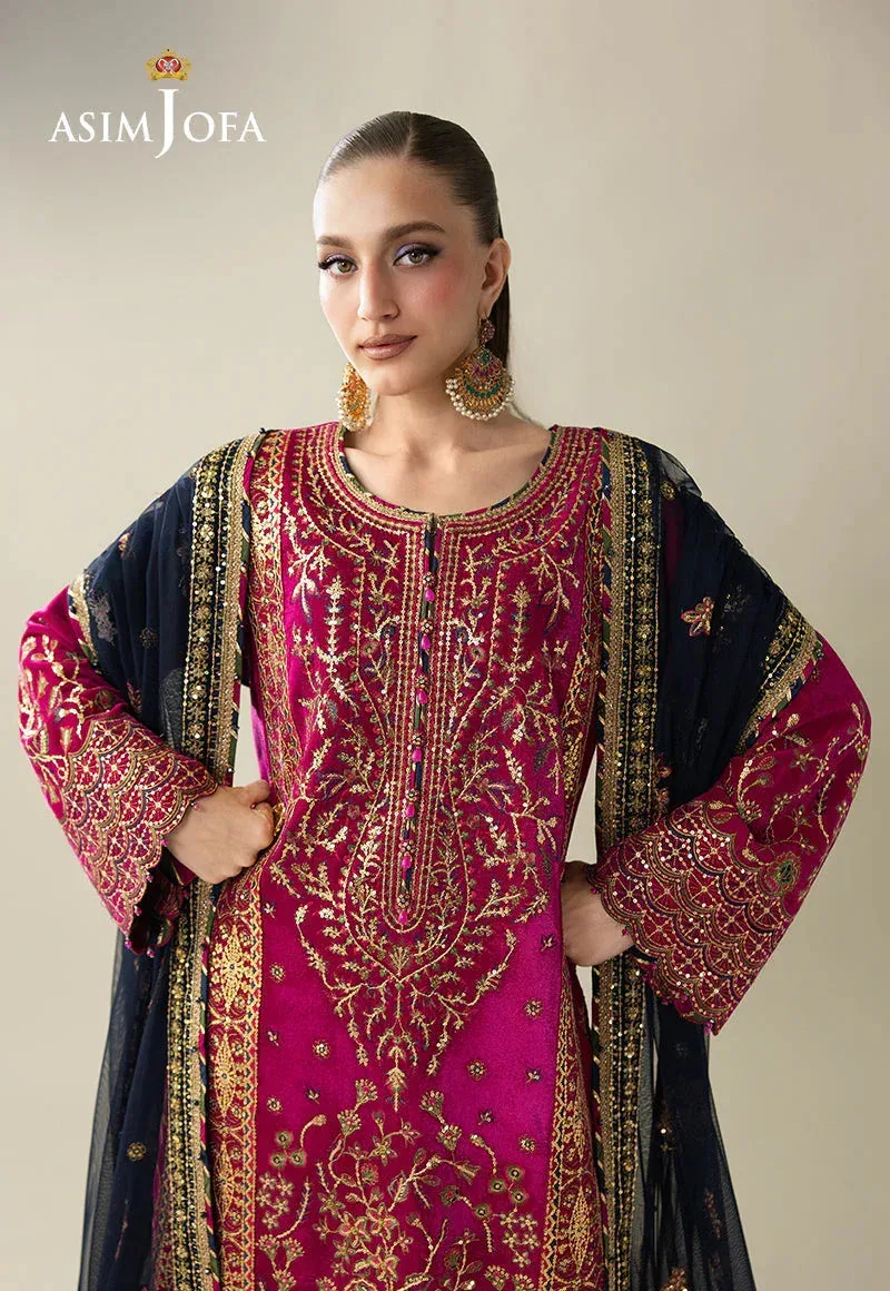 Asim Jofa Makhmal Velvet 25 Magenta Velvet – view 4 – Poshaq