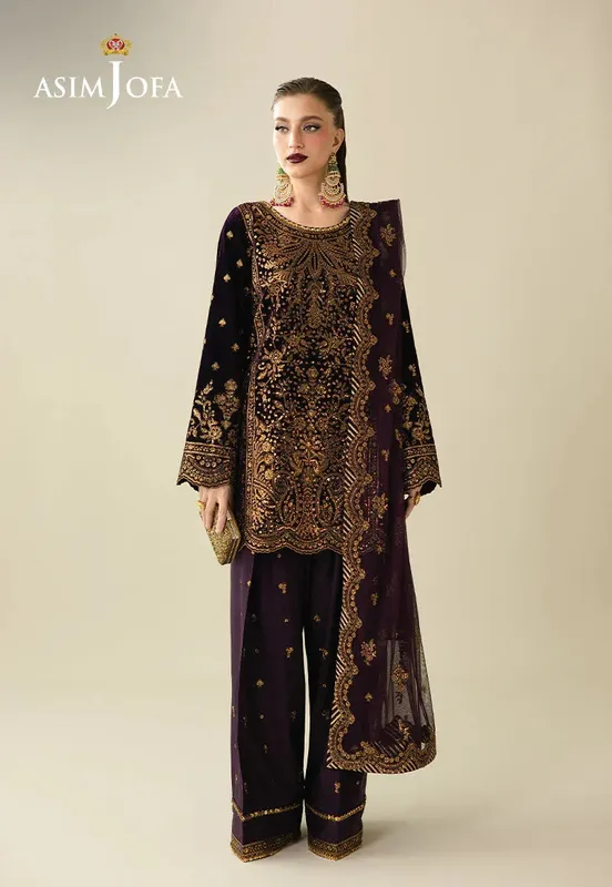 Asim Jofa Makhmal Velvet 25 Purple Velvet – view 1 – Poshaq