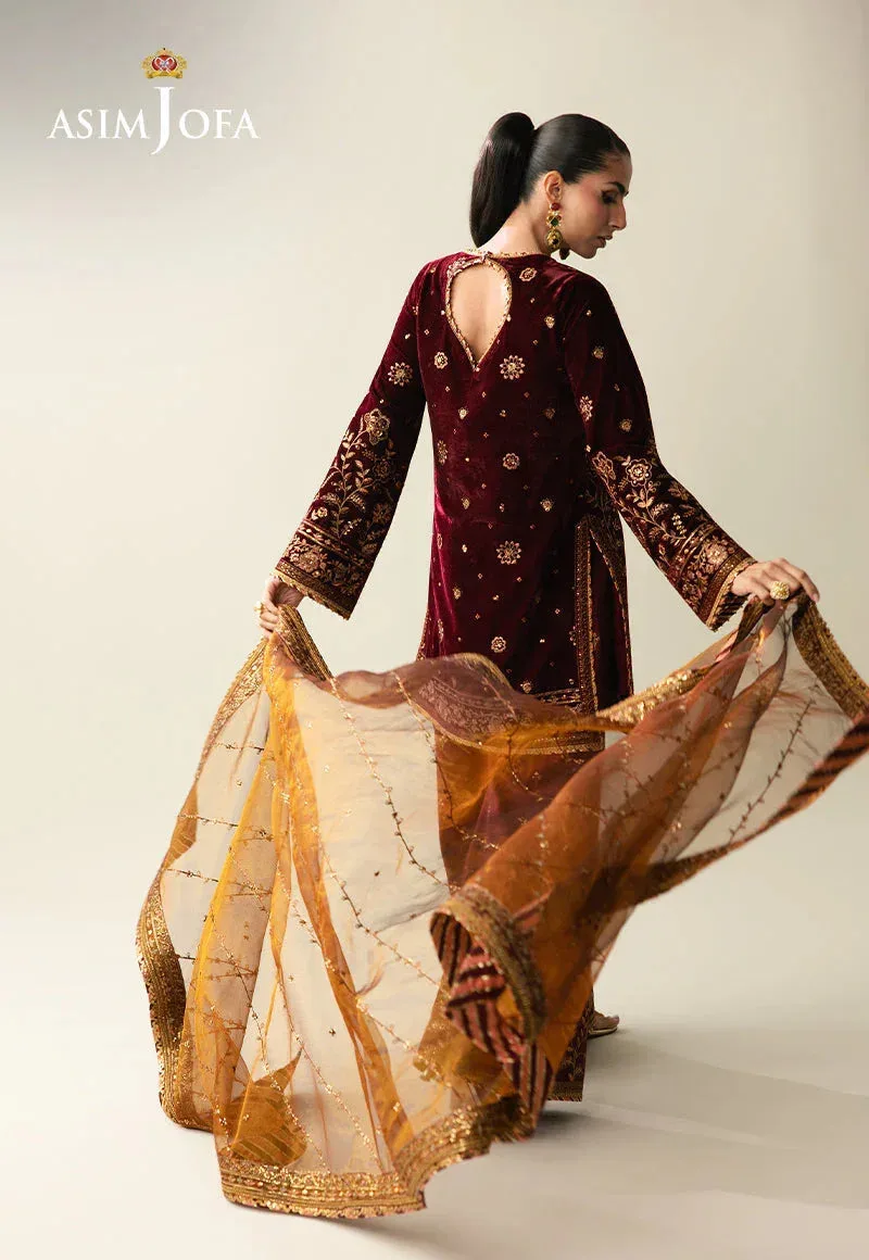 Asim Jofa Makhmal Velvet 25 Maroon Velvet – view 3 – Poshaq