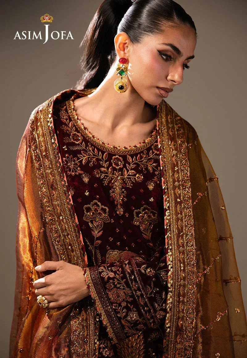 Asim Jofa Makhmal Velvet 25 Maroon Velvet – view 4 – Poshaq