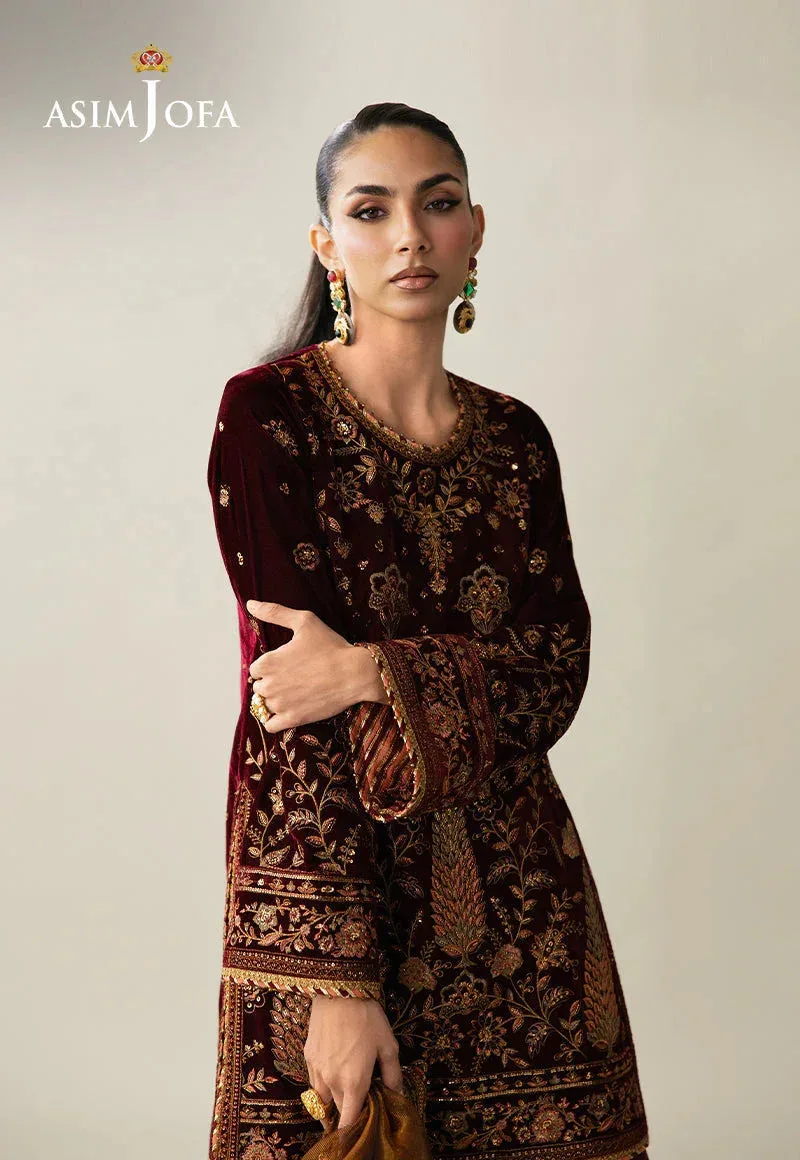 Asim Jofa Makhmal Velvet 25 Maroon Velvet – view 5 – Poshaq
