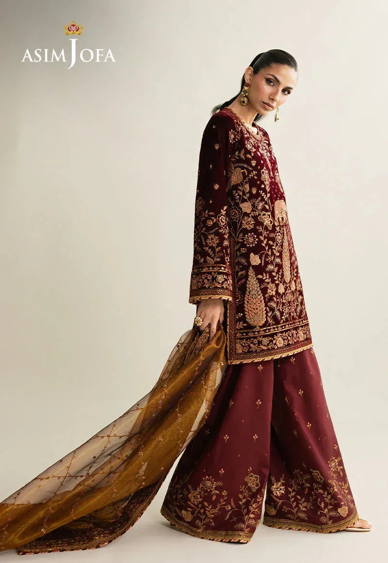 Asim Jofa Makhmal Velvet 25 Maroon Velvet – view 6 – Poshaq