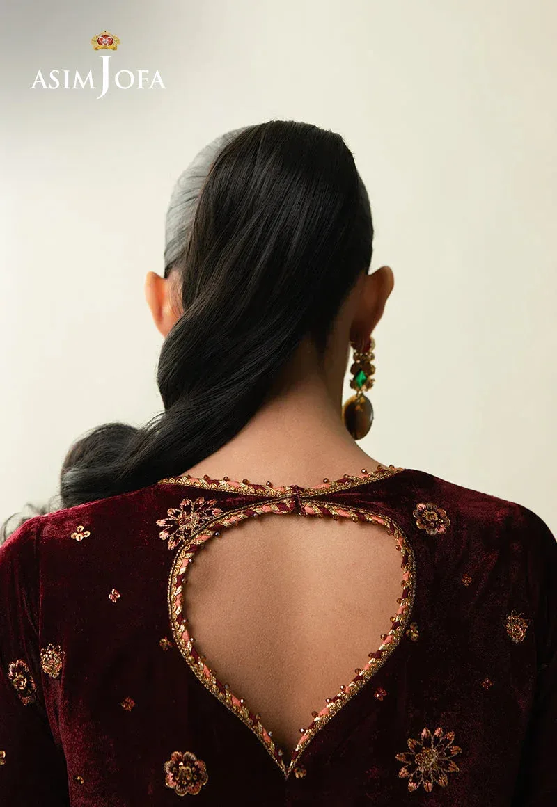 Asim Jofa Makhmal Velvet 25 Maroon Velvet – view 7 – Poshaq