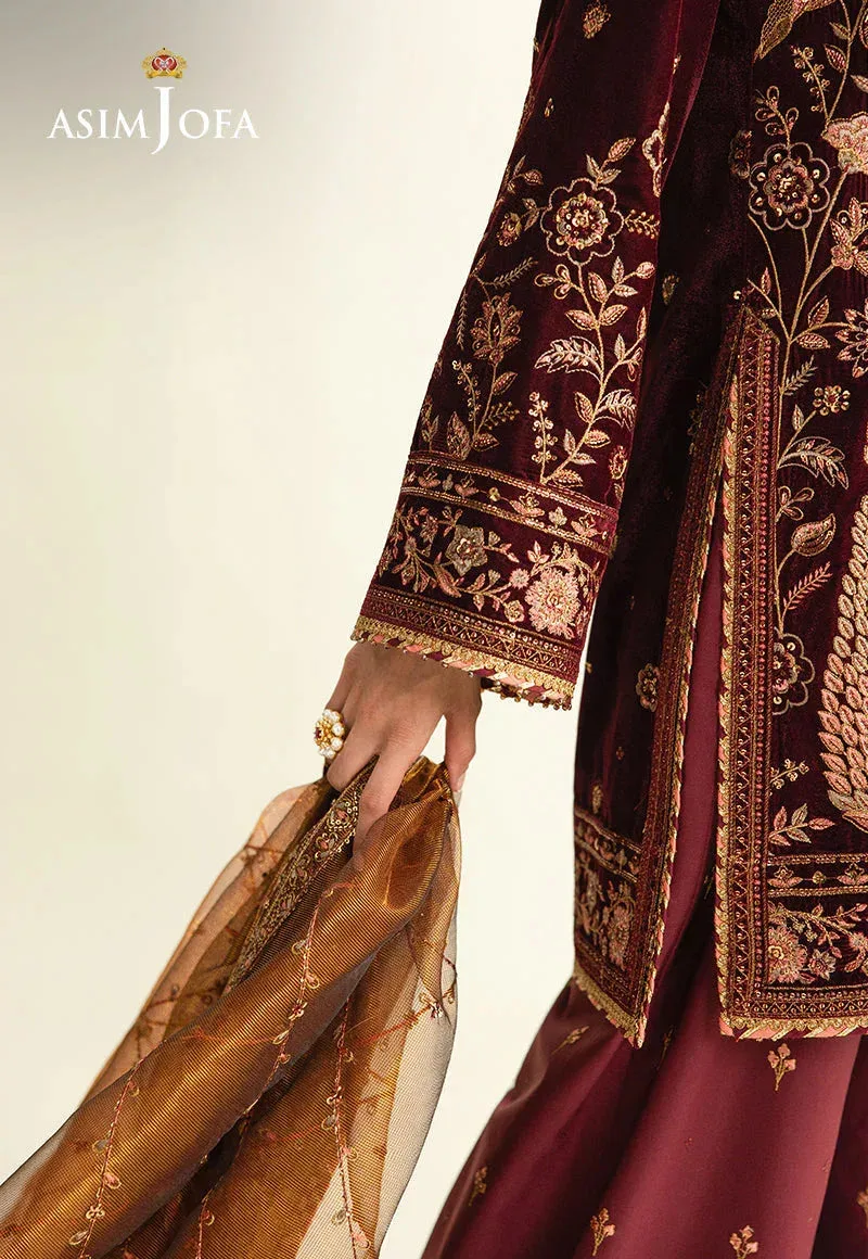Asim Jofa Makhmal Velvet 25 Maroon Velvet – view 8 – Poshaq