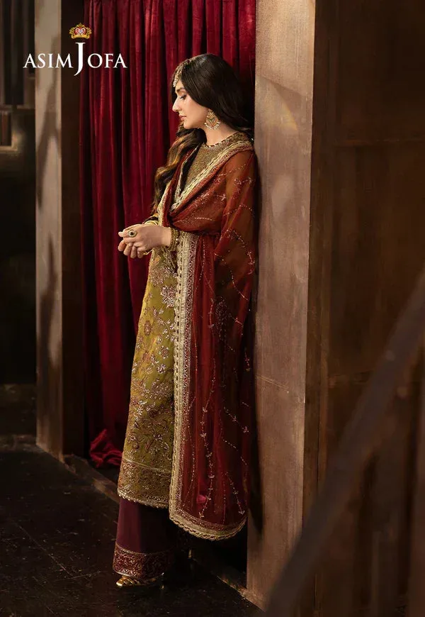 Asim Jofa EMBROIDERED CHIFFON 3 PCS Maroon Organza – view 2 – Poshaq