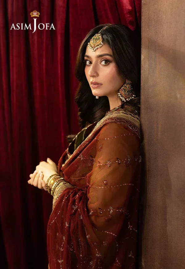 Asim Jofa EMBROIDERED CHIFFON 3 PCS Maroon Organza – view 3 – Poshaq