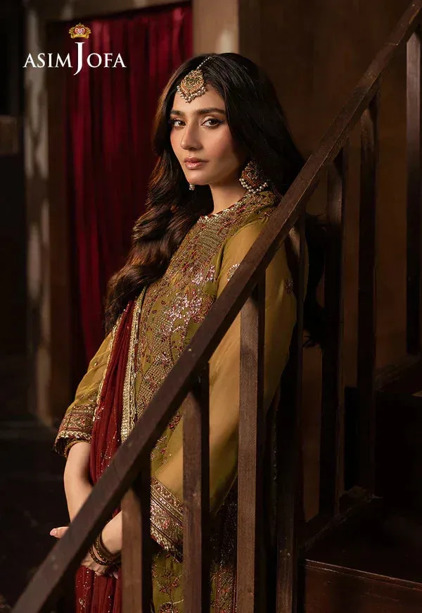 Asim Jofa EMBROIDERED CHIFFON 3 PCS Maroon Organza – view 4 – Poshaq