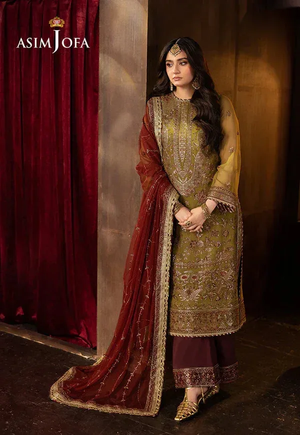 Asim Jofa EMBROIDERED CHIFFON 3 PCS Maroon Organza – view 7 – Poshaq