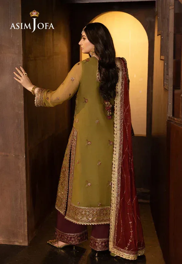 Asim Jofa EMBROIDERED CHIFFON 3 PCS Maroon Organza – view 8 – Poshaq