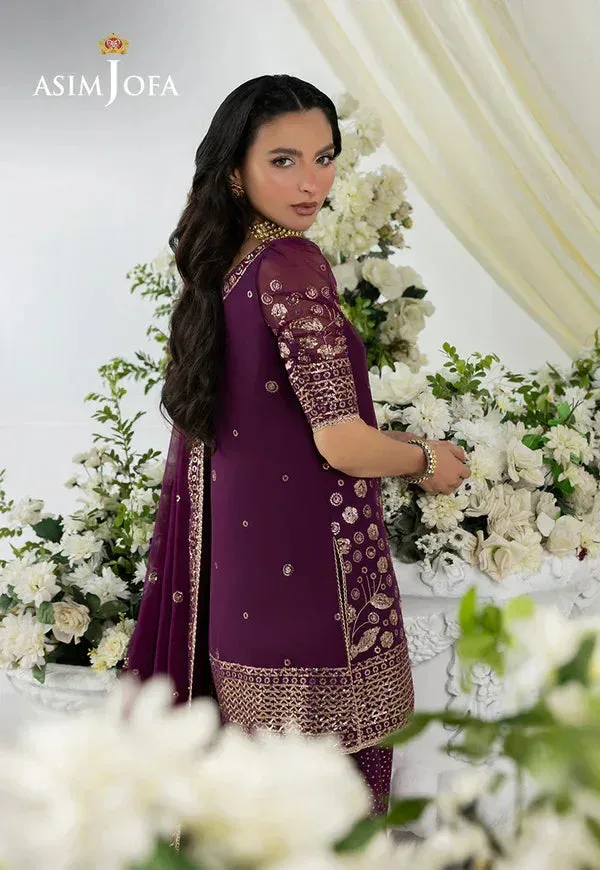Asim Jofa EMBROIDERED CHIFFON 3 PCS Purple Chiffon – view 2 – Poshaq