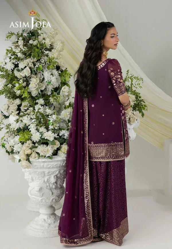 Asim Jofa EMBROIDERED CHIFFON 3 PCS Purple Chiffon – view 6 – Poshaq