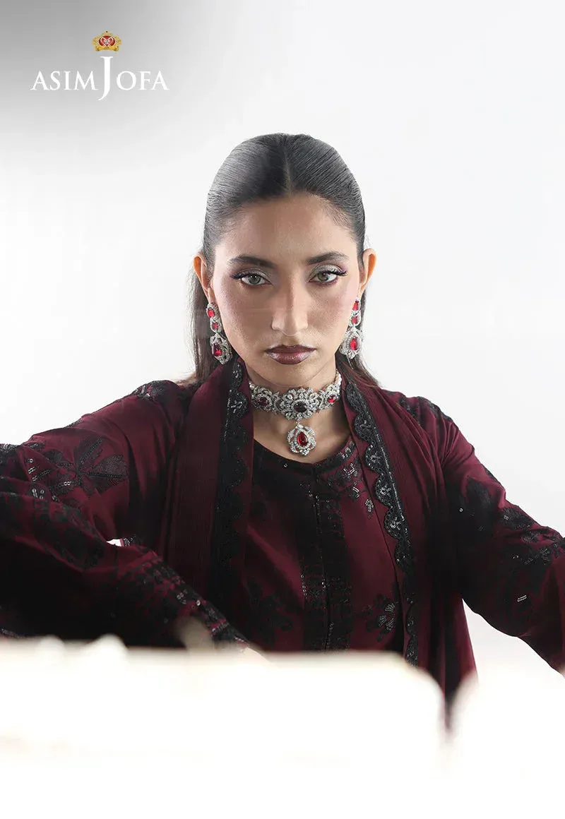 Asim Jofa En Vogue Maroon Chiffon – view 2 – Poshaq