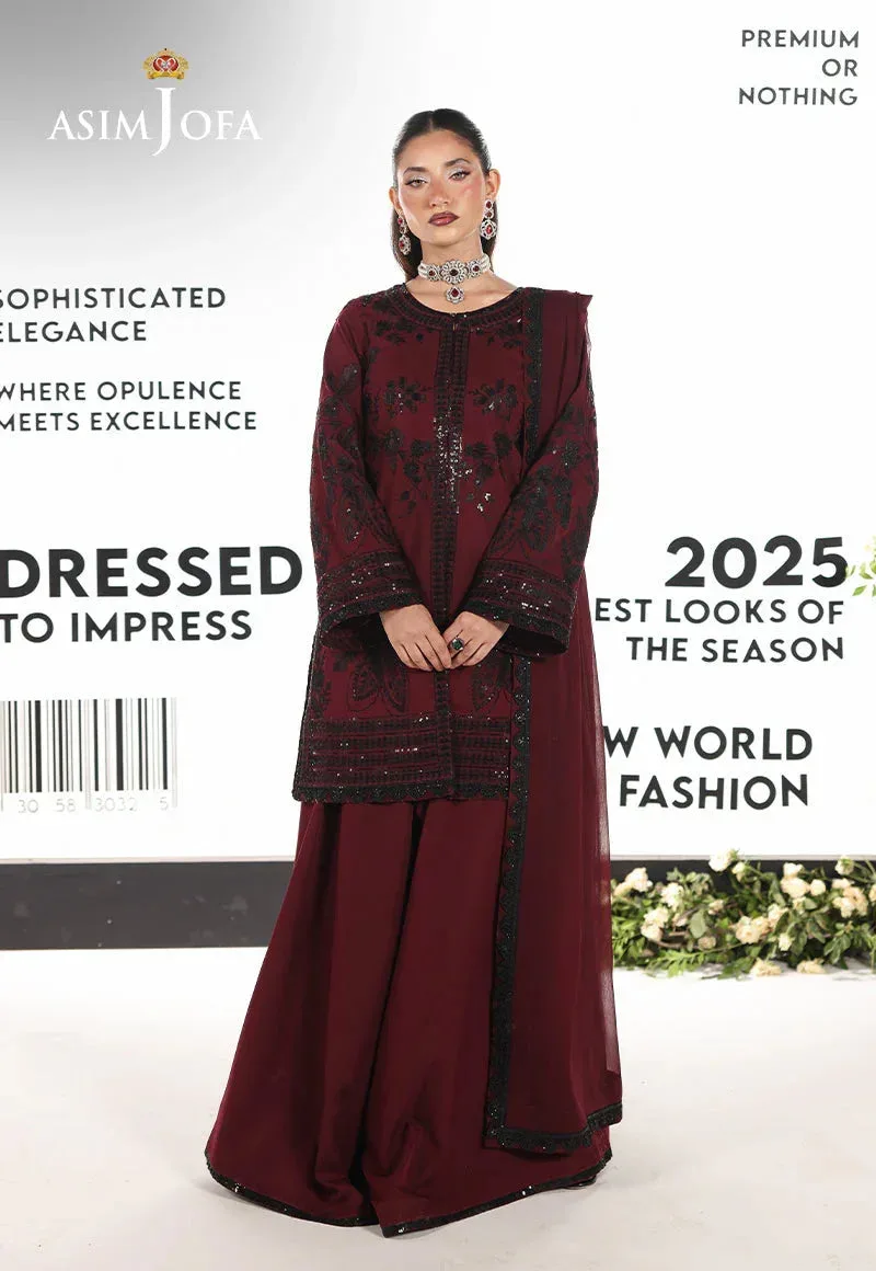 Asim Jofa En Vogue Maroon Chiffon – view 4 – Poshaq