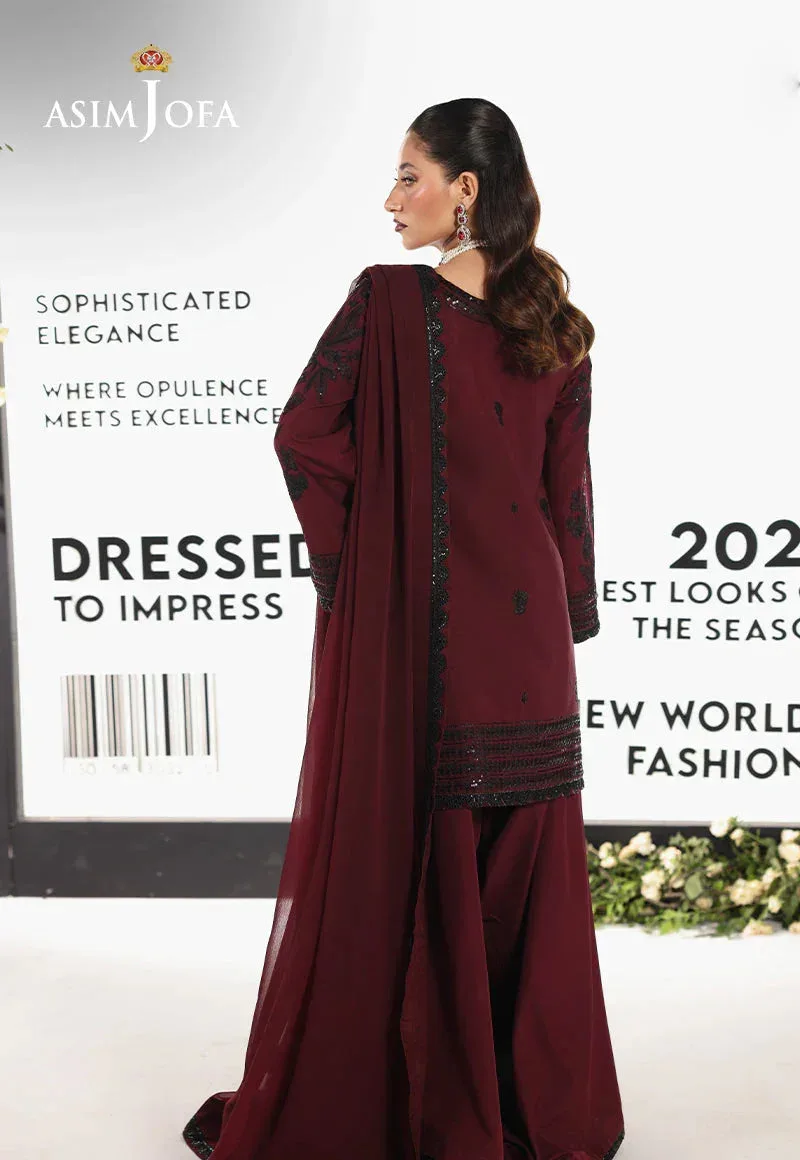 Asim Jofa En Vogue Maroon Chiffon – view 5 – Poshaq