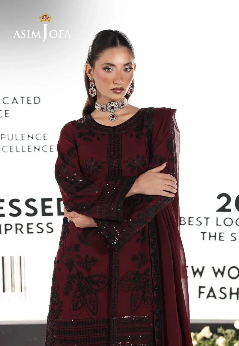 Asim Jofa En Vogue Maroon Chiffon – view 6 – Poshaq