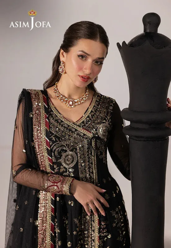 Asim Jofa Izel Luxury Collection Maroon – view 1 – Poshaq