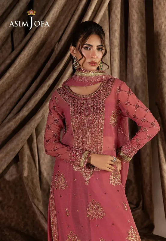 Asim Jofa Izel Luxury Collection Maroon – view 1 – Poshaq