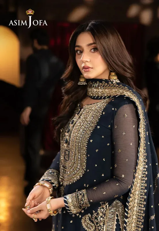 Asim Jofa Festive Opulence Teal – view 1 – Poshaq