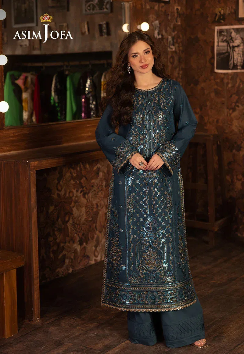 Asim Jofa Festive Opulence Teal – view 4 – Poshaq