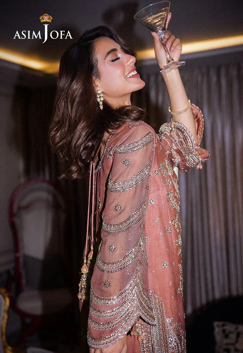 Peach organza and chiffon shirt with silk trouser, subtle gold embroidery – view 4 – Poshaq