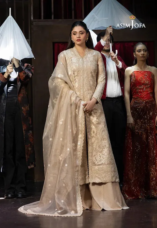 Asim Jofa Festive Collection 25 Beige Net – view 1 – Poshaq
