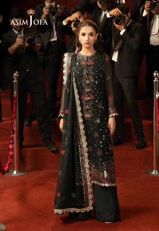 Asim Jofa Festive Collection 25 Maroon Chiffon – view 1 – Poshaq