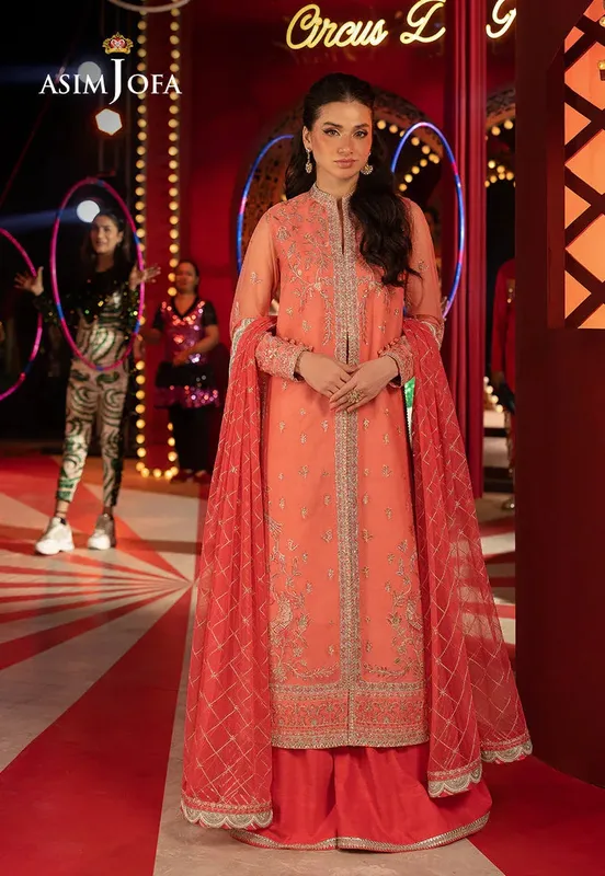 Asim Jofa Festive Collection 25 Peach Chiffon – view 1 – Poshaq