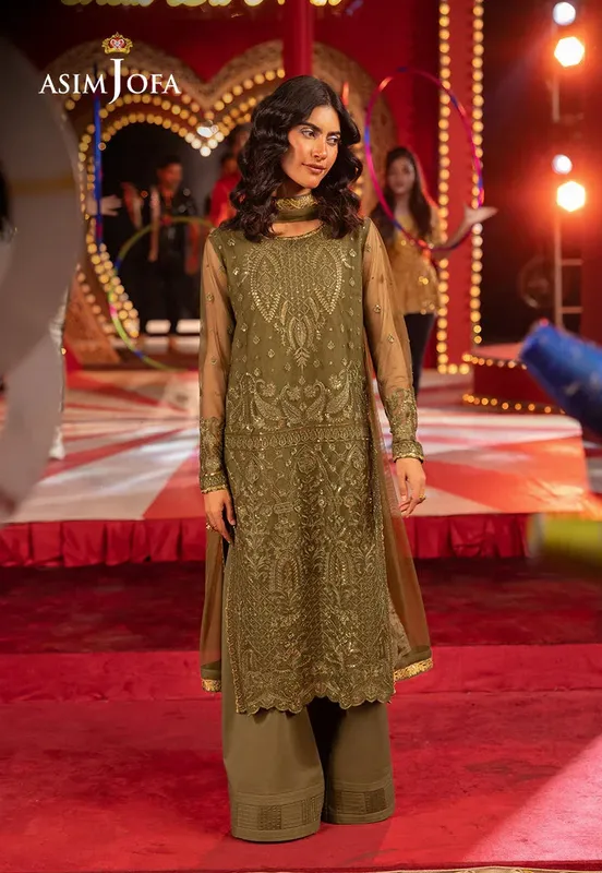 Asim Jofa Festive Collection 25 Green Net – view 1 – Poshaq
